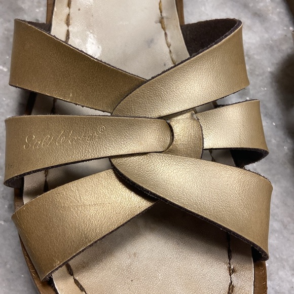 Used gold salt water sandles a little worn out but still cute and colorful. - Picture 4 of 8